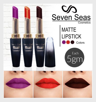 Seven Seas 4G matte lipstick comstics makeup combo set of 3(orange yoilet hot chcolate, 15 g)