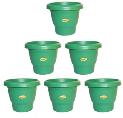 Synergy Plast Heavy Duty Plastic Round Shape Flower Pot, Gamla Pack of 6 (14 Inch) Plant Container(Plastic, External Height - 27 cm)