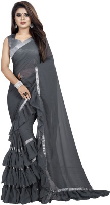 3Buddy Fashion Self Design, Solid/Plain Bollywood Georgette Saree(Grey)