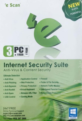 eScan Internet Security Suite with Cloud Security 3 PC 1 Year(Voucher)