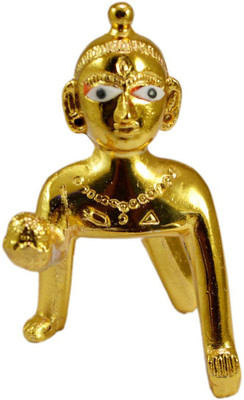 VALUE CRAFTS Laddu Gopal/Kanha ji /Thaku ji Decorative Showpiece  -  8.5 cm(Aluminium, Gold)