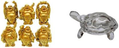 SmsTraders Combo 7 in 1 Set of Feng Shui Chinese Happy Man Decorative Showpiece  -  6 cm(Polyresin, Gold)