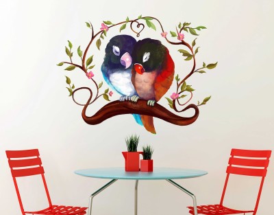 Wallzone 80 cm Love Birds Removable Sticker(Pack of 1)