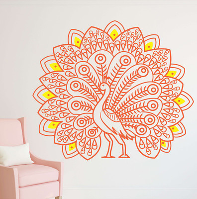 Wallzone 55 cm Peacock Removable Sticker(Pack of 1)
