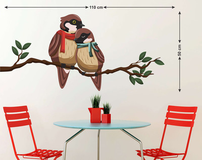 LANSTICK 91.44 cm CUTE SPARROW WALL STICKER Self Adhesive Sticker(Pack of 1)