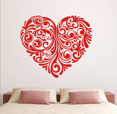 Wallzone 55 cm Love Heart Removable Sticker(Pack of 1)