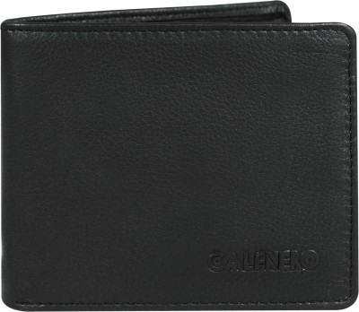 Calfnero Men Black Genuine Leather Wallet(10 Card Slots)