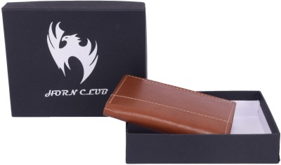 Horn Club Men Tan Genuine Leather Wallet(3 Card Slots)