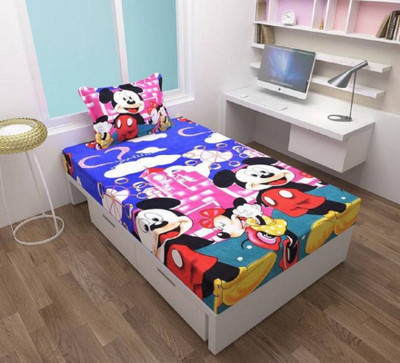 HSR Collection 144 TC Microfiber Single 3D Printed Flat Bedsheet(Pack of 1, Multicolor)