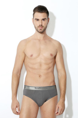 VAN HEUSEN Men Men Grey Solid Antibacterial Colour Fresh Briefs Brief