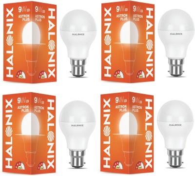 HALONIX 9 W Round B22 LED Bulb (White, Pack of 4)