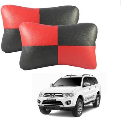 KOZDIKO Red, Black Leatherite Car Pillow Cushion for Mitsubishi(Rectangular, Pack of 2)
