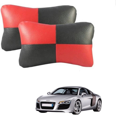 AuTO ADDiCT Red, Black Leatherite Car Pillow Cushion for Audi(Rectangular, Pack of 2)