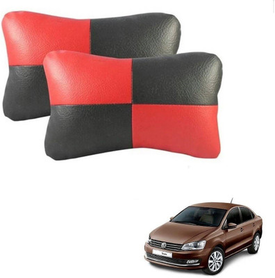 KOZDIKO Red, Black Leatherite Car Pillow Cushion for Volkswagen(Rectangular, Pack of 2)