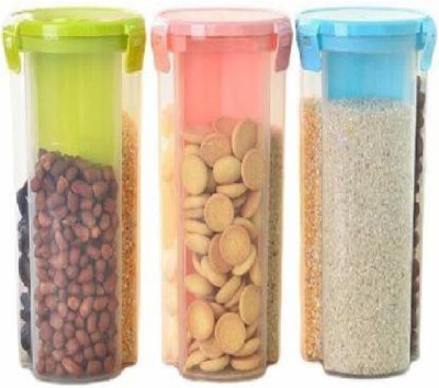 Philocaly Enterprise Plastic Grocery Container  - 1200 ml(Pack of 3, Multicolor)