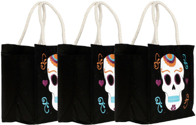 KUBER INDUSTRIES Canvas 3 Pieces Small Lunch Carry Bag (Black)-CTKTC13347 Pack of 3 Grocery Bags(Multicolor)