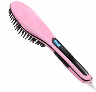 yashi creation HQT-906 Fast Hair Straightener Brush Comb with Temperature LCD Display Hair Straightening Machine Screen Flat Iron Styling Hqt 906 Hair Straightener(Pink)
