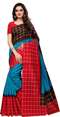 Ratnavati Printed, Checkered Bollywood Silk Blend, Art Silk Saree(Multicolor)