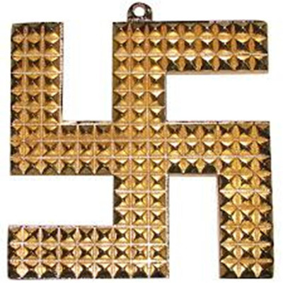 SBBCO Vaastu Fenghsui Swastik Pyramid Lucky Charm Symbol Decorative Showpiece  -  7 cm(Brass, Peach, Gold)