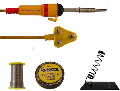 Coin Master 4 in 1 soldering iron kit Repair 25W Soldering Iron Kit with Soldering Wire , Iron Stand, Soldering Paste 25 W Simple(Conical Tip)