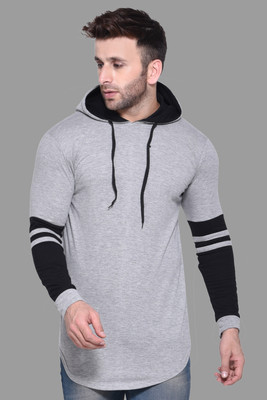 Trendfull Colorblock Men Hooded Neck Grey T-Shirt
