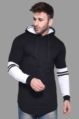 Lawful Casual Colorblock Men Hooded Neck Black T-Shirt