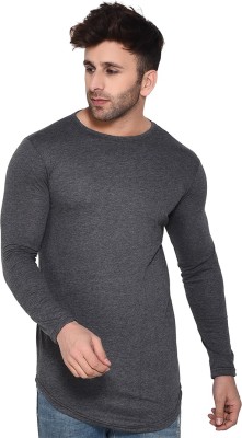 BEYOU FASHION Solid Men Round Neck Grey T-Shirt