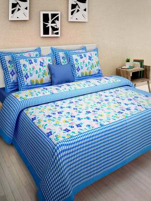 Sanwariya Textile 210 TC Cotton Double Printed Flat Bedsheet(Pack of 1, Multicolor)