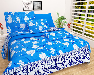 LOOMKART 180 TC Microfiber Double Printed Flat Bedsheet(Pack of 1, Multicolor)