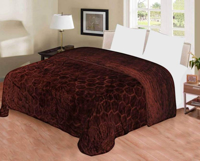 SAMYAK Geometric Double Mink Blanket for  Mild Winter(Polyester, Chocalate Brown)
