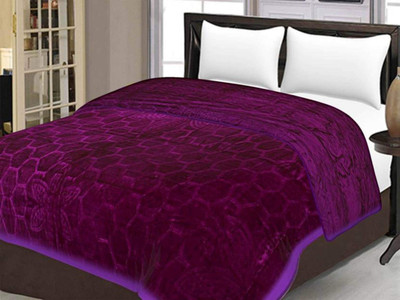 SAMYAK Geometric Double Mink Blanket for  Mild Winter(Polyester, Dark Purple)