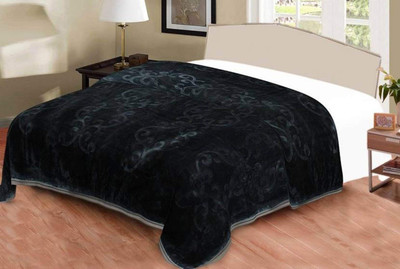 Mahadev Handicrafts Floral Double Mink Blanket for  Mild Winter(Polyester, Black)