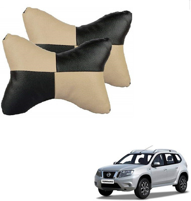 KOZDIKO Beige, Black Leatherite Car Pillow Cushion for Nissan(Rectangular, Pack of 2)