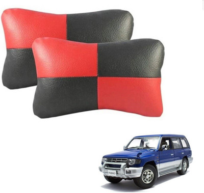 KOZDIKO Red, Black Leatherite Car Pillow Cushion for Mitsubishi(Rectangular, Pack of 2)