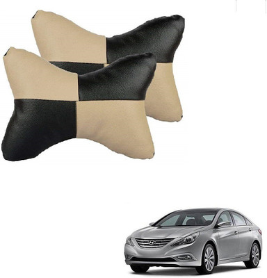 KOZDIKO Beige, Black Leatherite Car Pillow Cushion for Hyundai(Rectangular, Pack of 2)