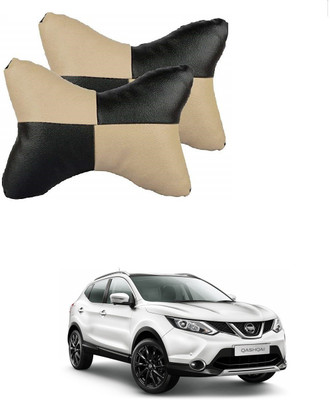 KOZDIKO Beige, Black Leatherite Car Pillow Cushion for Nissan(Rectangular, Pack of 2)