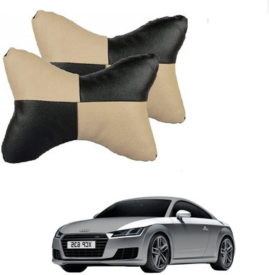 AuTO ADDiCT Beige, Black Leatherite Car Pillow Cushion for Audi(Rectangular, Pack of 2)