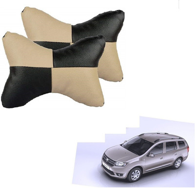 KOZDIKO Beige, Black Leatherite Car Pillow Cushion for Mahindra(Rectangular, Pack of 2)