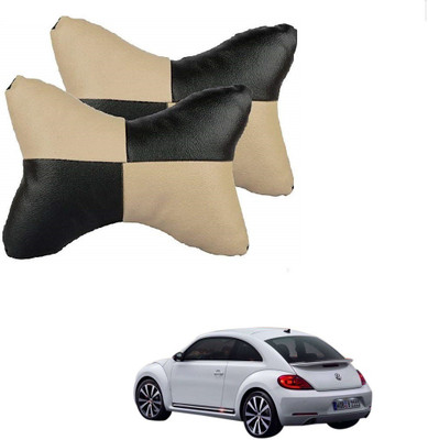 KOZDIKO Beige, Black Leatherite Car Pillow Cushion for Volkswagen(Rectangular, Pack of 2)