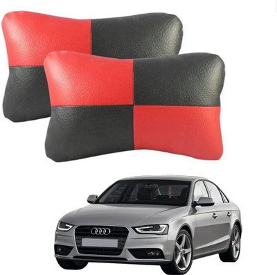 AuTO ADDiCT Red, Black Leatherite Car Pillow Cushion for Audi(Rectangular, Pack of 2)