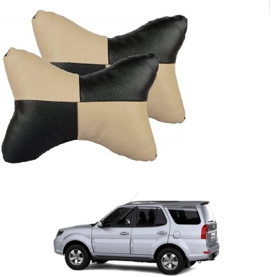 AuTO ADDiCT Beige, Black Leatherite Car Pillow Cushion for Tata(Rectangular, Pack of 2)