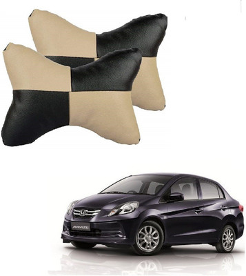 KOZDIKO Beige, Black Leatherite Car Pillow Cushion for Honda(Rectangular, Pack of 2)