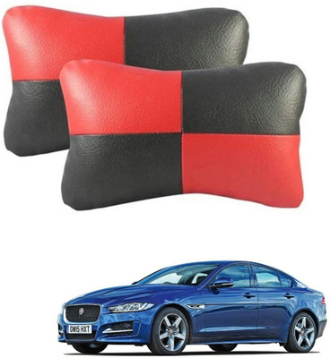 KOZDIKO Red, Black Leatherite Car Pillow Cushion for Jaguar(Rectangular, Pack of 2)