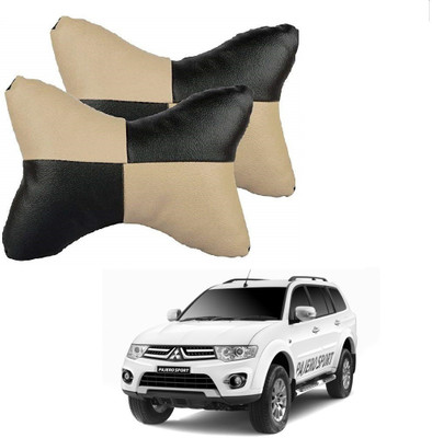 KOZDIKO Beige, Black Leatherite Car Pillow Cushion for Mitsubishi(Rectangular, Pack of 2)