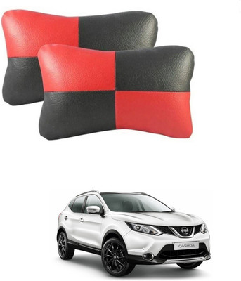 KOZDIKO Red, Black Leatherite Car Pillow Cushion for Nissan(Rectangular, Pack of 2)