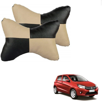 AuTO ADDiCT Beige, Black Leatherite Car Pillow Cushion for Maruti Suzuki(Rectangular, Pack of 2)