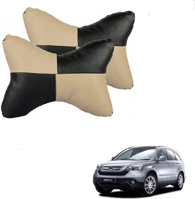 KOZDIKO Beige, Black Leatherite Car Pillow Cushion for Honda(Rectangular, Pack of 2)