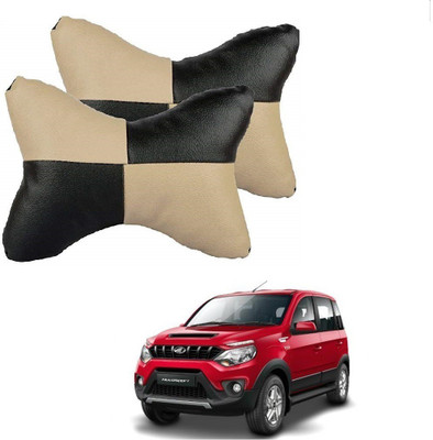 KOZDIKO Beige, Black Leatherite Car Pillow Cushion for Mahindra(Rectangular, Pack of 2)