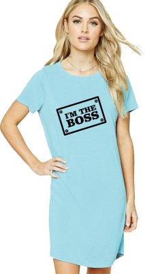 Aseria Women T Shirt Light Blue Dress