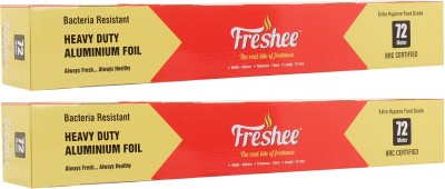 Freshee 72m Heavy Duty Aluminium Silver Kitchen Foil Roll Paper Pack of 218 Micron Thick Aluminium Foil(Pack of 2, 72 m)